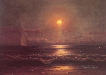 マーティン・ジョンソン・ヘッド Painting - 月明かりの海景でセーリング マーティン・ジョンソン・ヘッド